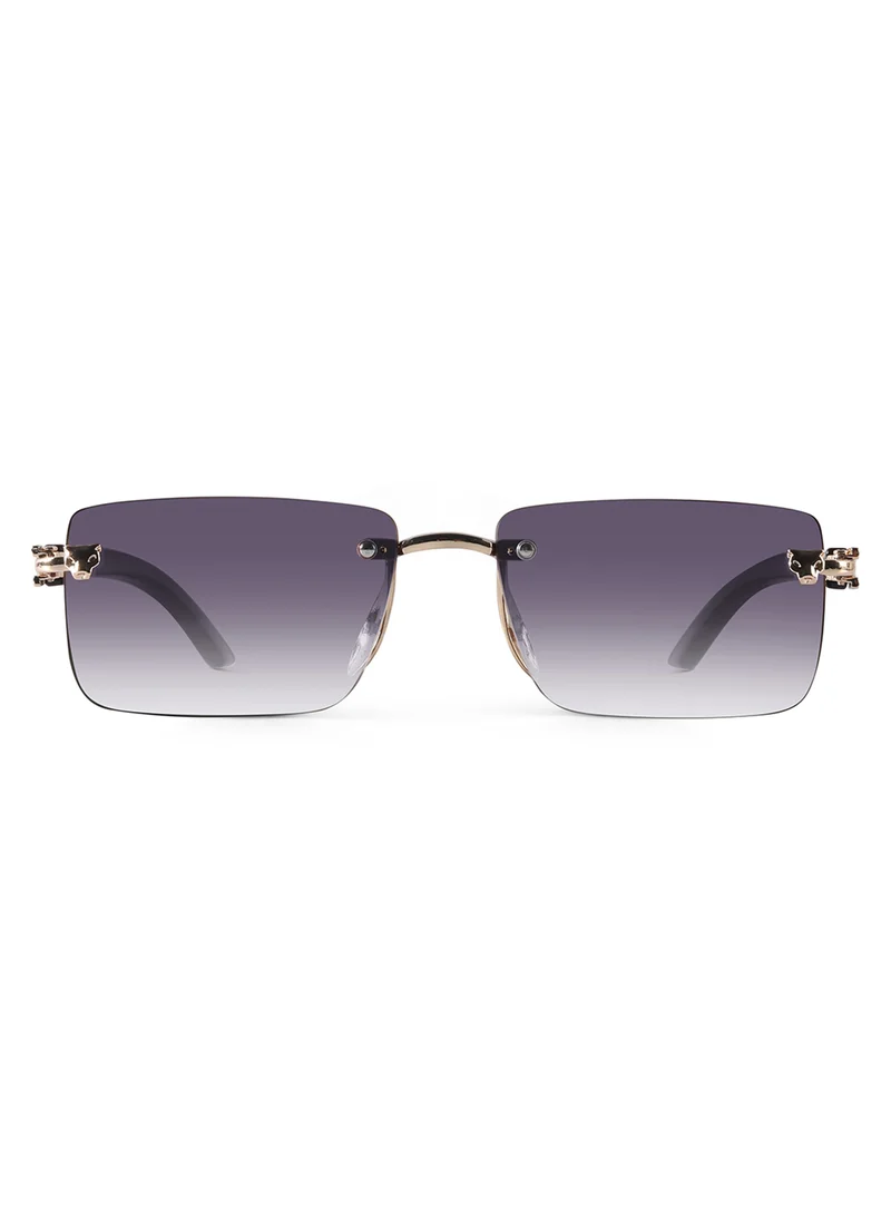 Woggles  Xylo Golden Rimless Rectangle Sunglasses |Men & Women|100% UV Protection  | Best Price UAE