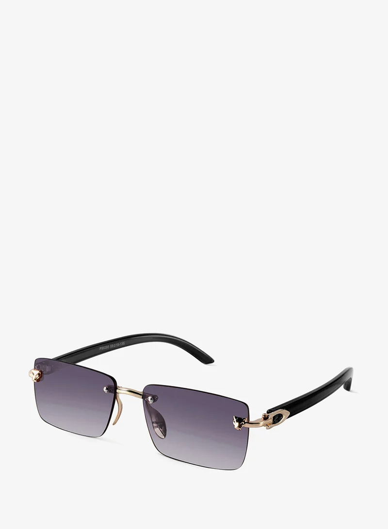 Woggles Xylo Golden Rimless Rectangle Sunglasses |Men & Women|100% UV Protection
