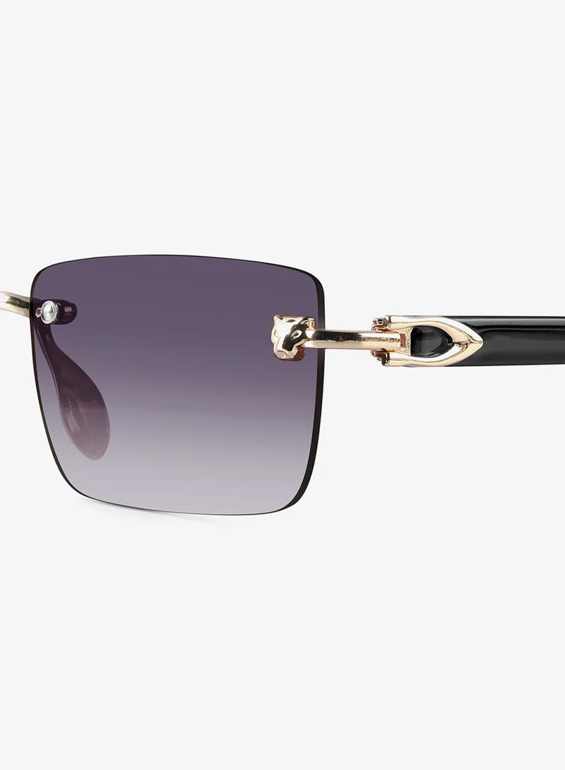 Woggles Xylo Golden Rimless Rectangle Sunglasses |Men & Women|100% UV Protection