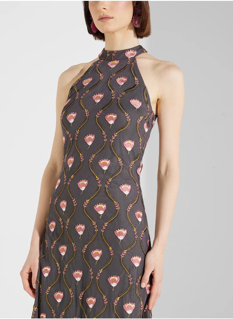 فروك اند فرل Printed Halter Neck Midi Dress