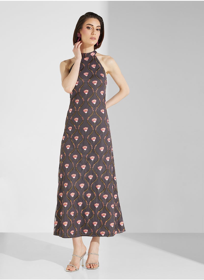 Frock and Frill Floral Halter Dress  - Image 4