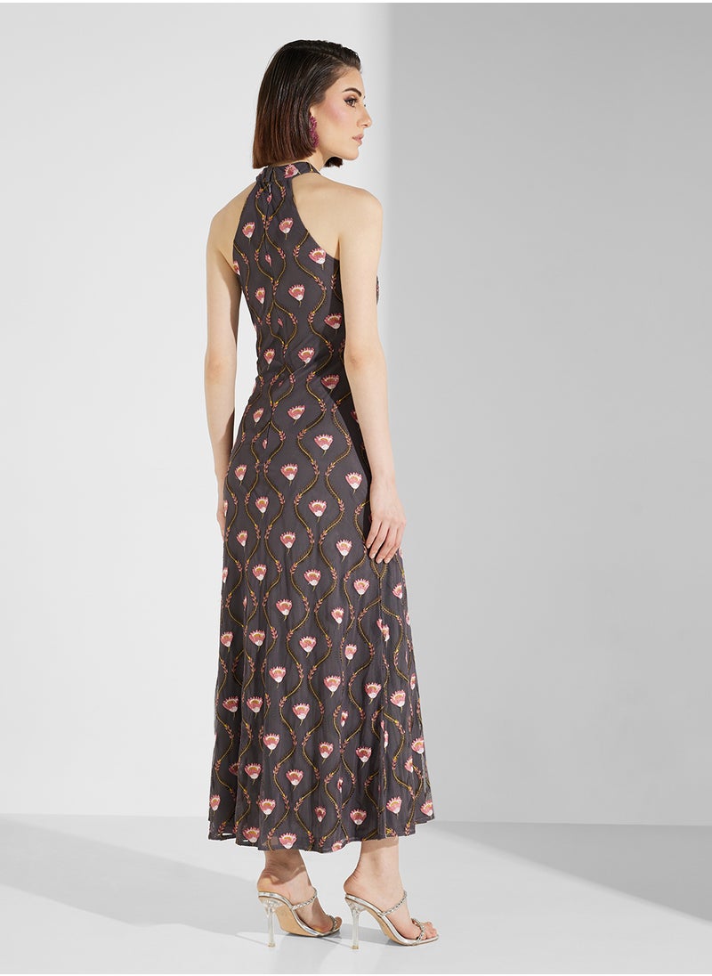 Frock and Frill Floral Halter Dress  - Image 2