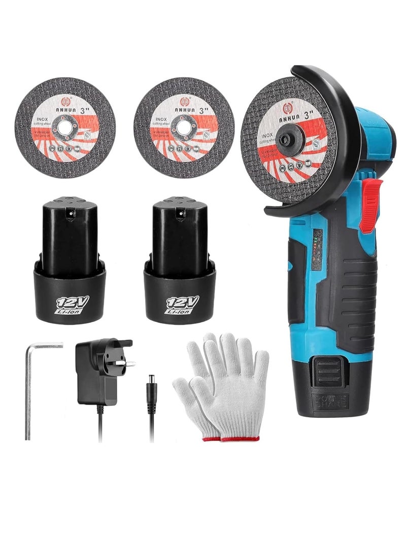 12V mini rechargeable wireless polishing machine with lithium battery and charger, 76MM diameter grinding wheel mini Angle grinder set - Image 1