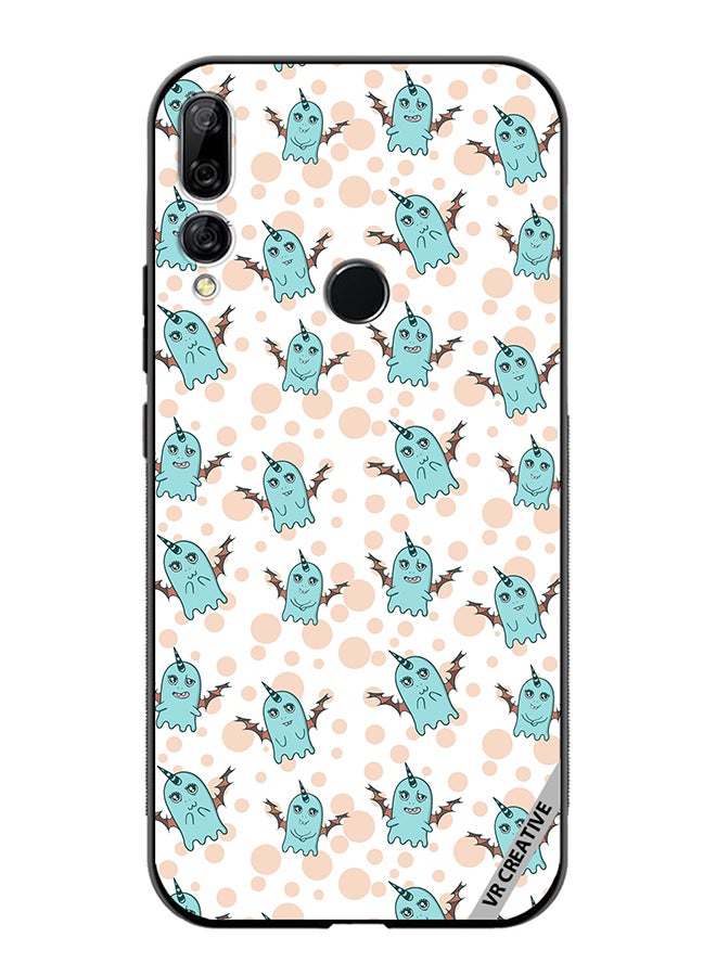 VR CREATIVE Protective Case Cover For Huawei Y9 Prime 2019 White Background, Pattern Cute Blue Monsters, Emotions Stickers Design Multicolour - Image 1