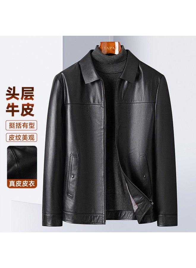 Fapai Drape Elastic Lapel Leather Jacket Men's Leather Jacket Men's Coat - Image 2