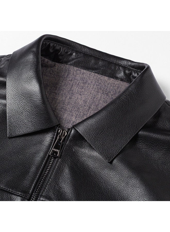 Fapai Drape Elastic Lapel Leather Jacket Men's Leather Jacket Men's Coat - Image 5
