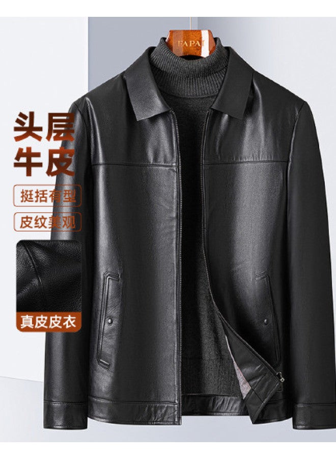 Fapai Drape Elastic Lapel Leather Jacket Men's Leather Jacket Men's Coat - Image 1