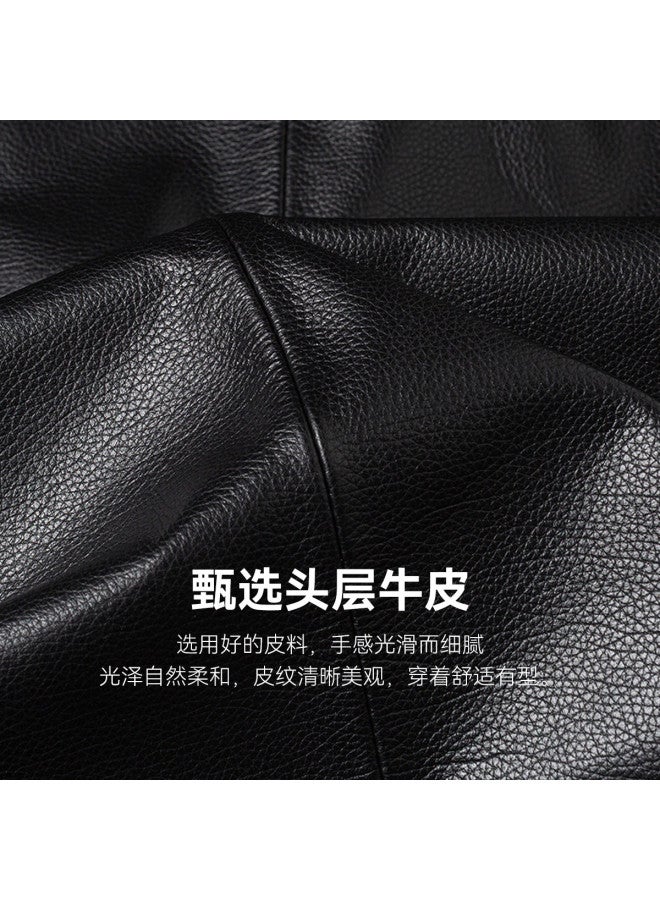 Fapai Drape Elastic Lapel Leather Jacket Men's Leather Jacket Men's Coat - Image 4