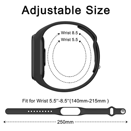 Tobfit Silicone Strap for Xiaomi Mi Band 5/ Mi Band 6 (Watch Not Include), Soft Wristbands for AMA zfit Band 5 6, Sport Strap for Women Men (2 Pack, Black/Black) - Image 2