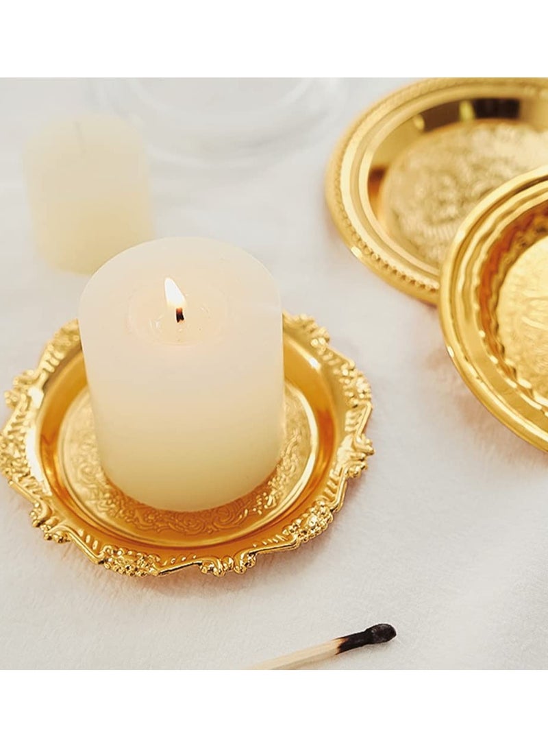 SYOSI 4 PCS Gold Tealight Holders, Decorative Candle Plates Iron Votive Displays Home Coffee Table Accents Elegant Centerpieces Stylish Table Decor Candle Accessories For Dining Living Room Gifts  - Image 3