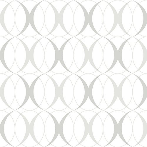 NuWallpaper NU1704 Circulate Light Silver Peel & Stick Wallpaper - Image 1