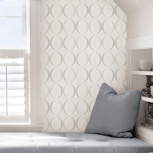 NuWallpaper NU1704 Circulate Light Silver Peel & Stick Wallpaper - Image 5