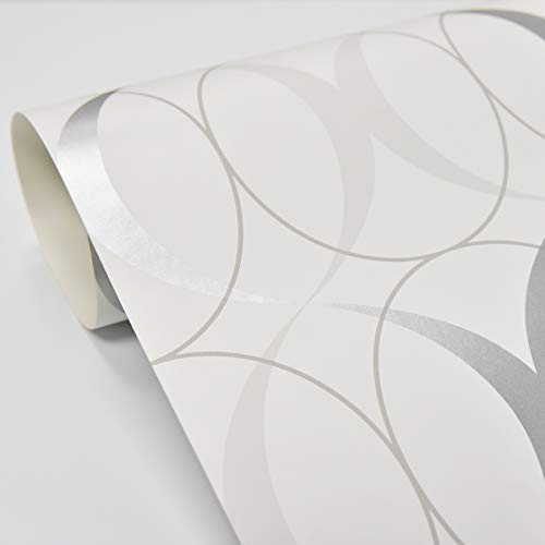 NuWallpaper NU1704 Circulate Light Silver Peel & Stick Wallpaper - Image 3