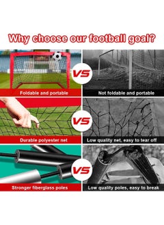 Rock Pow Portable Soccer Goal Foldable Pop Up Training Soccer Goals Net Set with Carry Bag for Outdoor & Backyard Kids Practice Football Goals Ideal Games Soccer Goals Net for Toddler Youth Adults (2 Set)  - Image 3