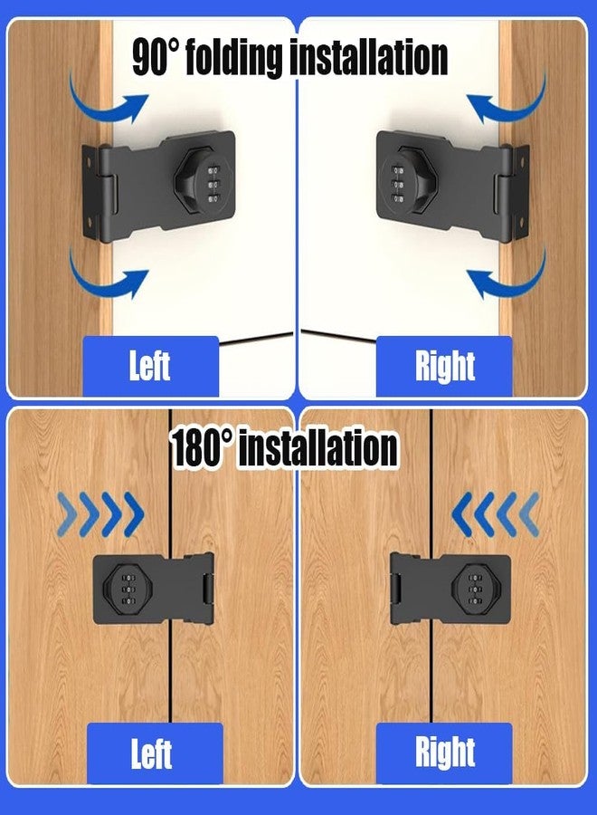 FEBLICH Mechanical Household Cabinet Password Rotary Hasp Locks, Cabinet Locks with Combination, Door Security Slide Latch Lock for Small Doors, Cabinets, Barn Door, Bathroom, Outdoor, Closet (Black) - Image 4
