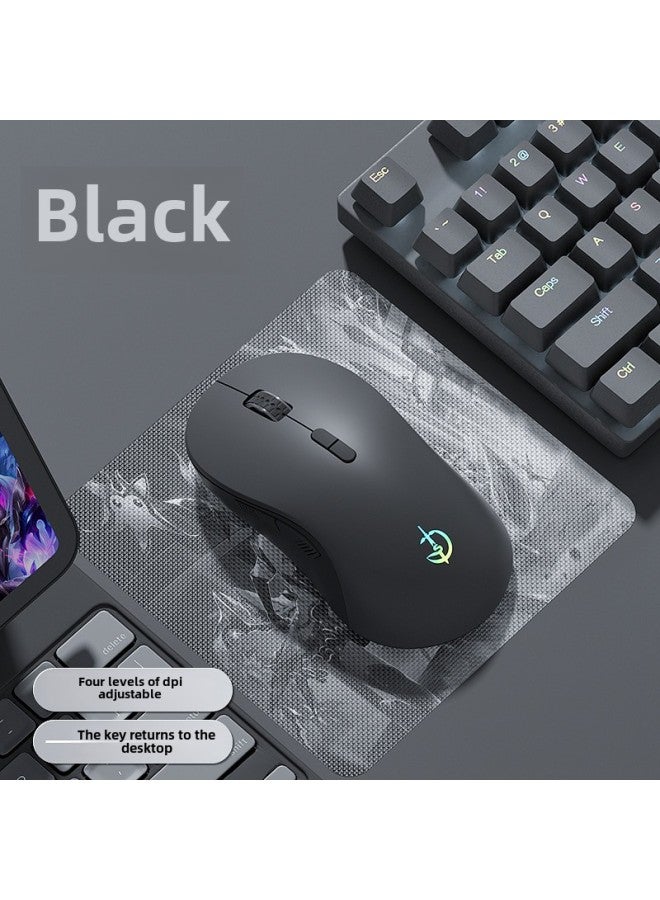 Wireless Mouse Bluetooth Rechargeable Silent Mute E-sports Game Desktop Laptop General Office-Specification:Single Mode 7 Keys-3200dpi-one Key To Return To The Desktop-rgb Glare-cool Black-official - Image 1