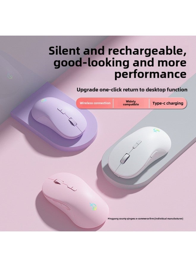 Wireless Mouse Bluetooth Rechargeable Silent Mute E-sports Game Desktop Laptop General Office-Specification:Single Mode 7 Keys-3200dpi-one Key To Return To The Desktop-rgb Glare-cool Black-official - Image 2
