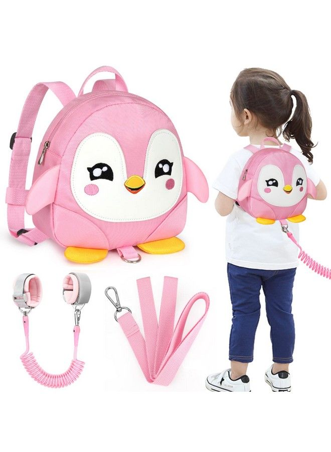 accmor Toddler Harness Backpack Leash Cute Penguin Kid Backpacks With Anti Lost Wrist Link Mini Child Backpack Wristband Tether Strap And Protection Leashes Travel Bag Harness Rein For Baby Girls  - Image 2