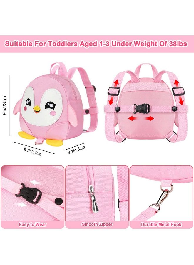 accmor Toddler Harness Backpack Leash Cute Penguin Kid Backpacks With Anti Lost Wrist Link Mini Child Backpack Wristband Tether Strap And Protection Leashes Travel Bag Harness Rein For Baby Girls  - Image 3