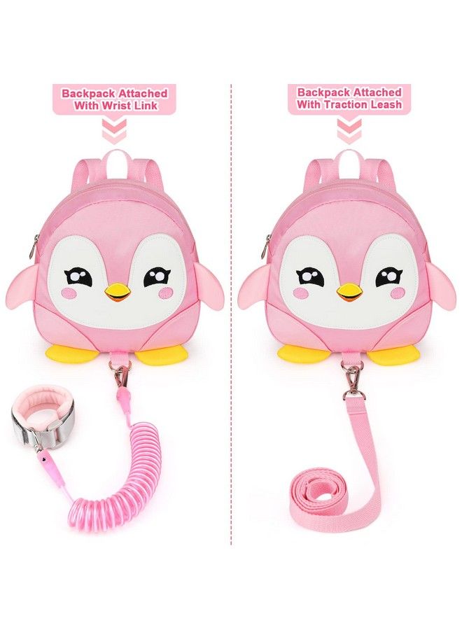 accmor Toddler Harness Backpack Leash Cute Penguin Kid Backpacks With Anti Lost Wrist Link Mini Child Backpack Wristband Tether Strap And Protection Leashes Travel Bag Harness Rein For Baby Girls  - Image 5