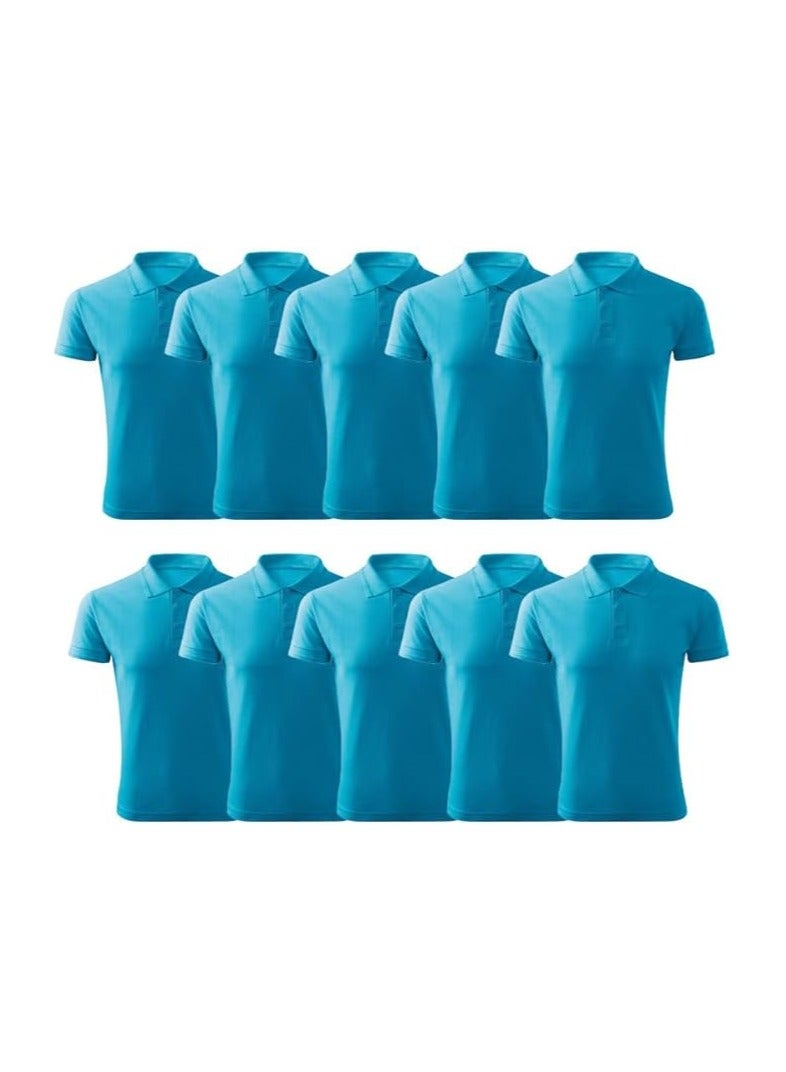 PRINTSHOP4ME Pack of 10 Pcs Men's Regular-Fit Golf Polo T-shirt Pure Cotton Short Sleeve 220 GSM Basic Colors  - Image 1