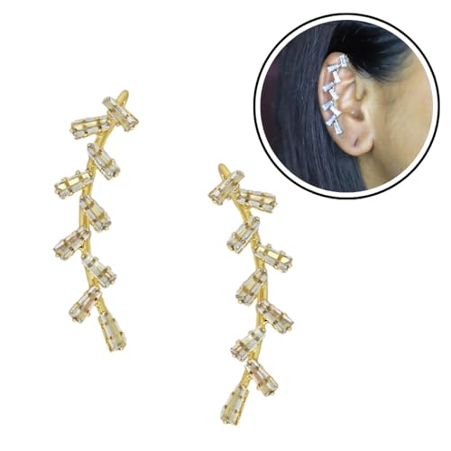 JWELLA Crystal Earcuff Earrings for Women & Girls | Stylish Non-Pierced Ear Climber Jewelry | Elegant Accessory (Desing 4 Silver) - Image 2