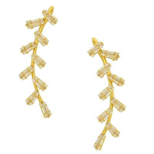 JWELLA Crystal Earcuff Earrings for Women & Girls | Stylish Non-Pierced Ear Climber Jewelry | Elegant Accessory (Desing 4 Silver) - Image 1