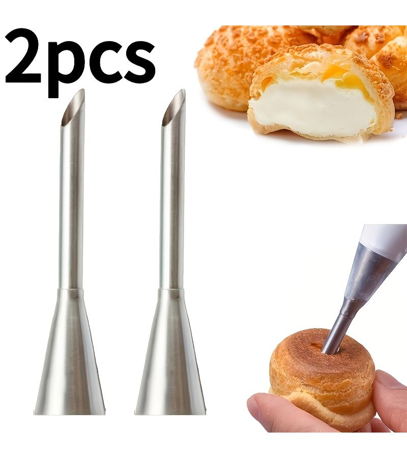 2pcs Stainless Steel Pastry Nozzle Set for Cupcake Cake Decorating Kitchen Baking Supplies - Image 1