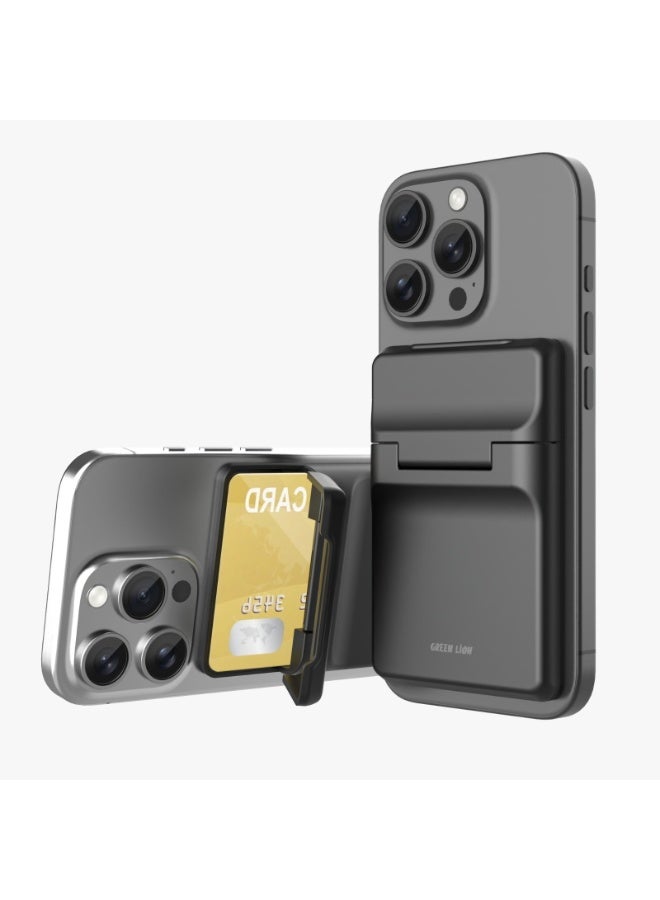 GREEN LION W3-Magsafe Wallet Card Holder / Magsafe Compatible / Strong Magnet / Built-In Kickstand / Quick Attach & Detach / Slim Design / 2-Card Slot - Black - Image 5