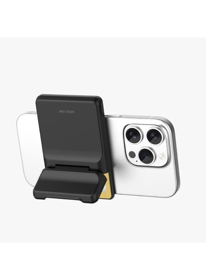 GREEN LION W3-Magsafe Wallet Card Holder / Magsafe Compatible / Strong Magnet / Built-In Kickstand / Quick Attach & Detach / Slim Design / 2-Card Slot - Black - Image 3