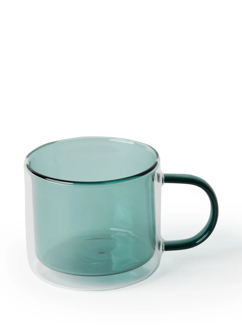 Prickly Pear Prickly Pear Small Retro Double-Walled Glass Mug Moss Green - Insulated Stylish Mug for Hot and Cold Beverages Durable and Heat Resistant