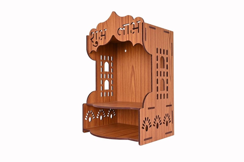 AR ART Beautiful Home Decor Wooden Pooja Stand for Home Pooja Mandir for Home Temple for Home and Office Puja Mandir for Home Wall Mounted Size L105 W825 H14 Inch Light - Image 2