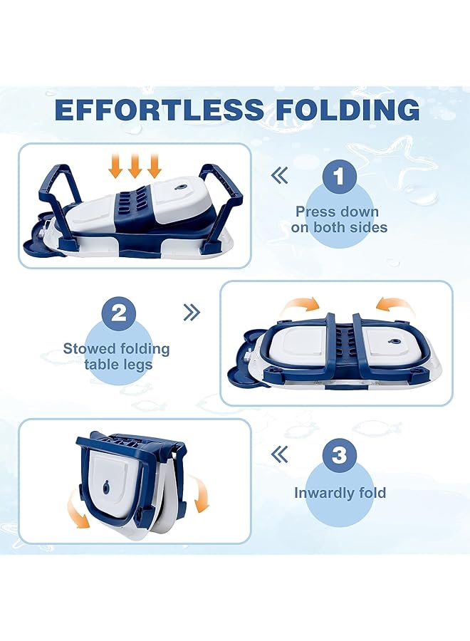 يو-هومي حوض استحمام للأطفال قابل للطي مع وسادة ناعمة ومقياس حرارة، حوض استحمام محمول للسفر مع تصريف - Image 4