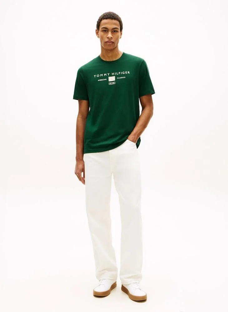 Tommy Hilfiger Nocturnal Green Jersey Logo T-Shirt for Men | Best Price UAE