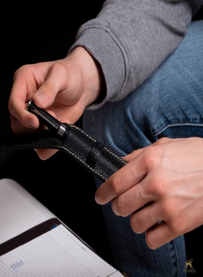 DiLoro Single Pen Case Holder Sleeve Thick Buffalo Full Grain Leather (Buffalo Dark Tan) - Image 4