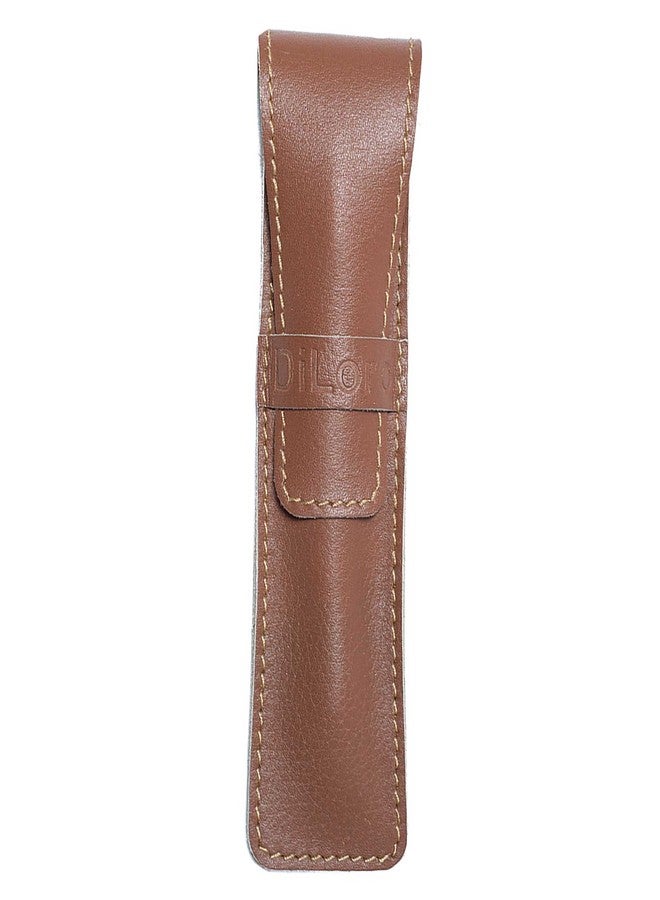 DiLoro Single Pen Case Holder Sleeve Thick Buffalo Full Grain Leather (Buffalo Dark Tan) - Image 2
