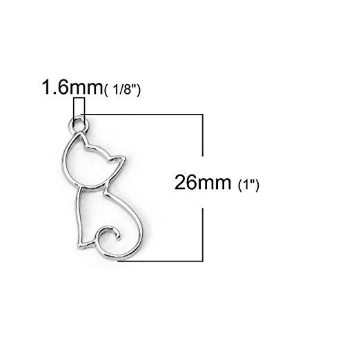 JGFinds Cat Charm Pendants 20 pack (10 Silver tone, 10 Gold tone), 28mm (1") x 18mm(1/2"), Zinc Alloy - Image 4
