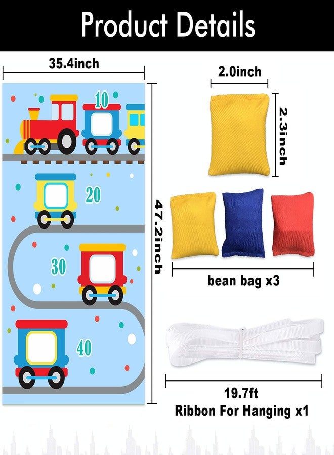 DZTRELFK Steam Train Choo Two Toss Games Banner Backdrop Background Railroad Railway Transportation Rhyming Story Theme Decorations Decor for Indoor Outdoor Birthday Party Supplies - Image 2