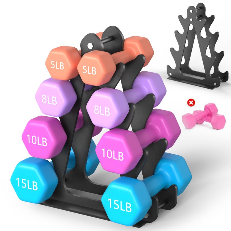 NomNest 4-Tier Dumbbell Rack for 1-15 lb Weights, Holds 5 Pairs Space-Saving Sturdy A-Frame Stand for Home Gym, Weight Rack for Women's Dumbbell Set (Dumbbell Rack Stand Only) (Small) - Image 1