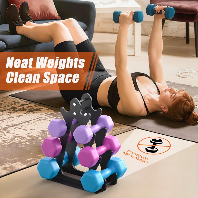 NomNest 4-Tier Dumbbell Rack for 1-15 lb Weights, Holds 5 Pairs Space-Saving Sturdy A-Frame Stand for Home Gym, Weight Rack for Women's Dumbbell Set (Dumbbell Rack Stand Only) (Small) - Image 2