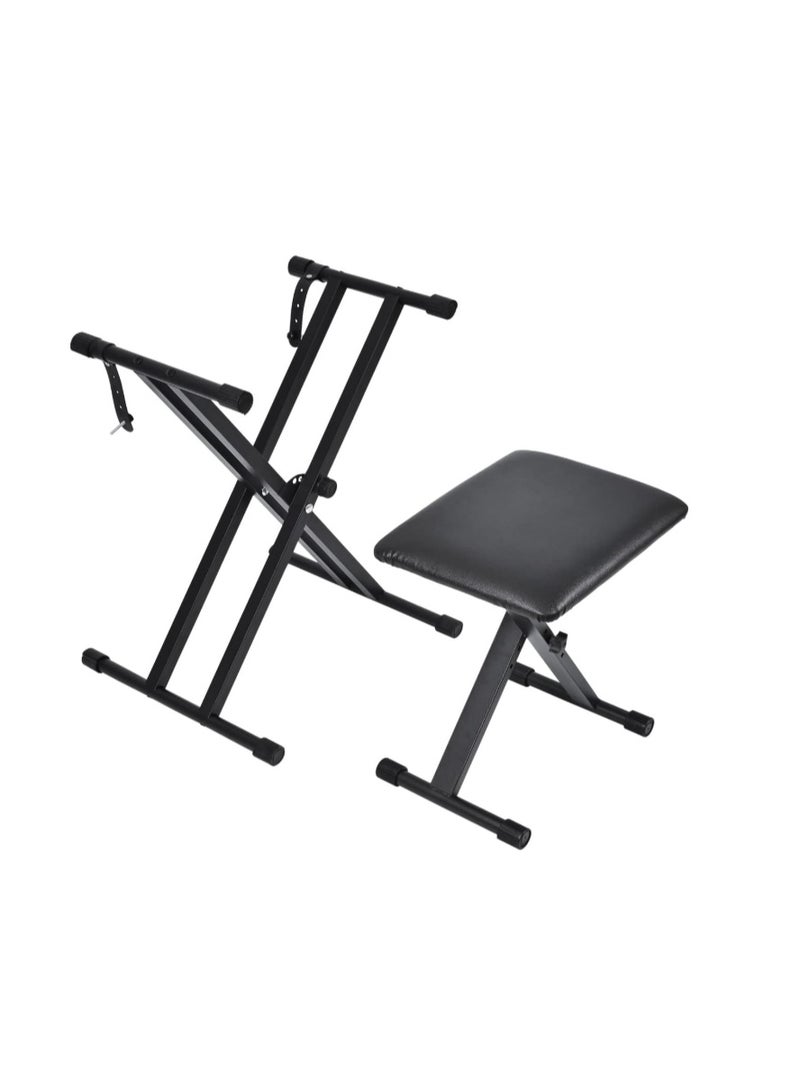 GOGOGO Keyboard Stands And Bench Set,Double-X Stand Adjustable & Portable Digital Piano With Locking Straps - Image 1