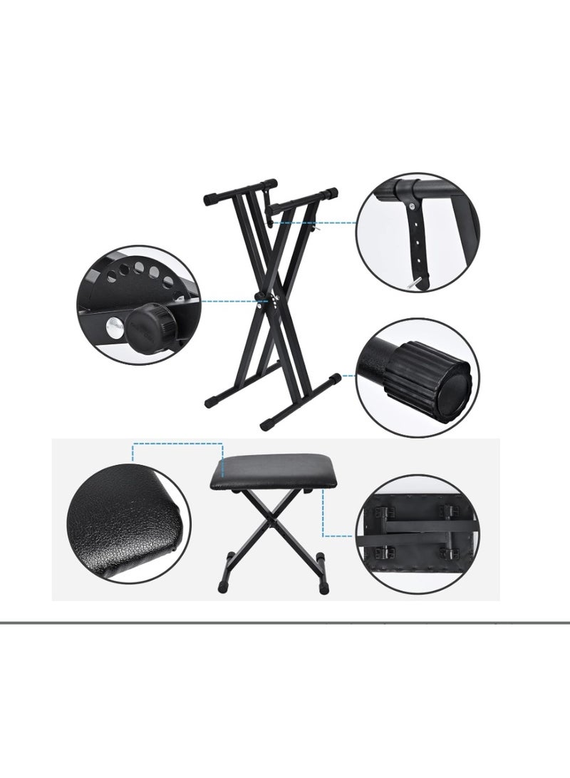 GOGOGO Keyboard Stands And Bench Set,Double-X Stand Adjustable & Portable Digital Piano With Locking Straps - Image 4