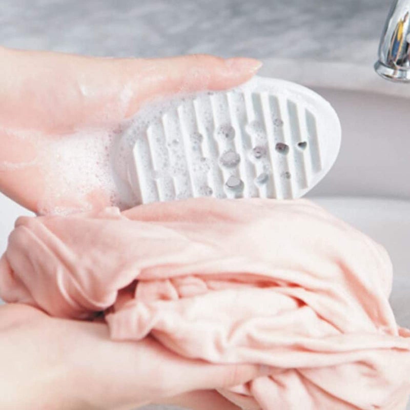 Leeonz 1PCS Soap Holder Tray with Drain Holes Bathroom Kitchen Soap Clean Sponge Silicone Drainer Dish (White) - Image 3
