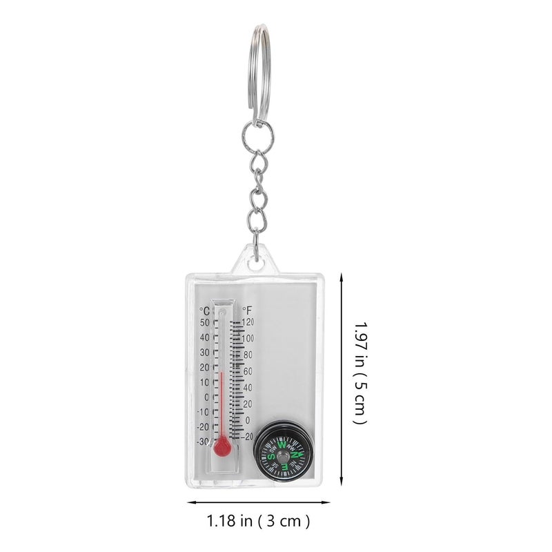 2 Portbale Hiking Keychains With Thermometer For Camping Climbing Mini Compass - Image 3