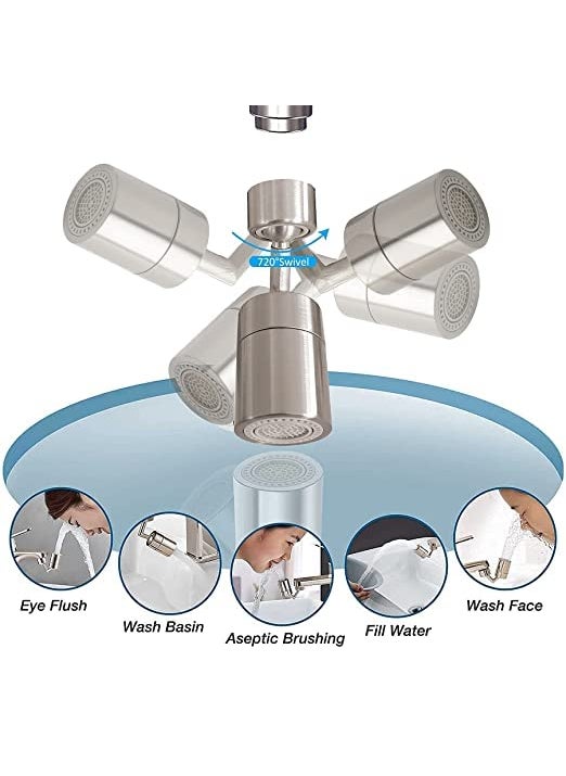 TOP SELECT Top Select Kitchen Sink Faucet Aerator Splash Filter Faucet Extender Sprayer Modes 720 Degree Rotatable Bubbler Aerator Faucet Sprayer Attachment Female Thread  - Image 3