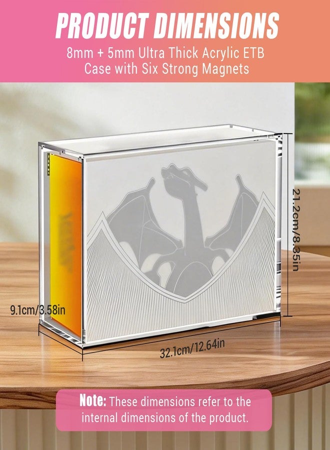 Krbnk Charizard UPC Display Case, 5+8mm Acrylic Trading Card Storage Case with Magnetic Lid, UV Protection Dustproof Display Box for Ultra Premium Collection,12.64x3.58x8.35in - Image 2