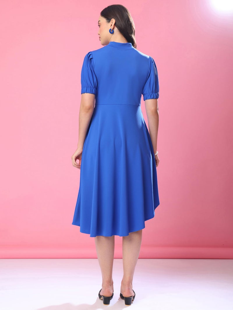 PURVAJA Women’s Fit & Flare Knee Length Dress (Bely-117-120) (in, Alpha, S, Blue) - Image 3