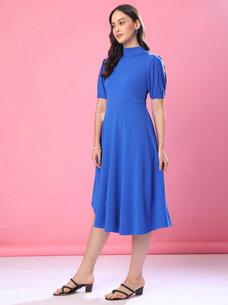 PURVAJA Women’s Fit & Flare Knee Length Dress (Bely-117-120) (in, Alpha, S, Blue) - Image 2