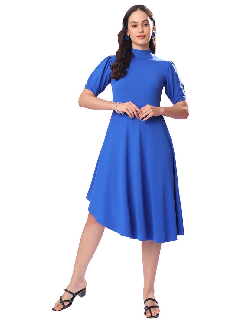 PURVAJA Women’s Fit & Flare Knee Length Dress (Bely-117-120) (in, Alpha, S, Blue) - Image 1