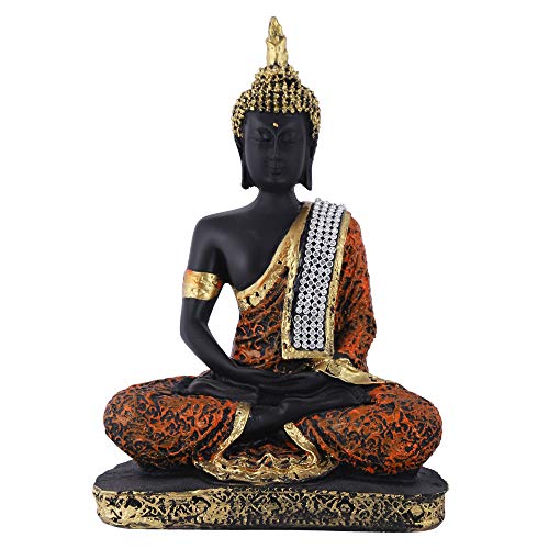 MARINER'S CREATION Polyresin and Marble Dust Buddha Statue, 15X7X20 cm, Black - Image 4